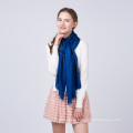 New hot selling plain solid color blue wool woven scarf for winter